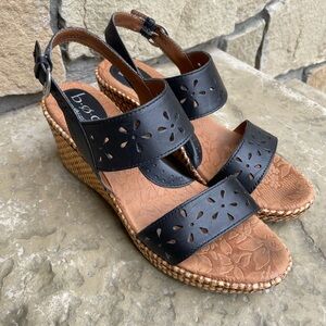 BOC Born black strap wedge heels